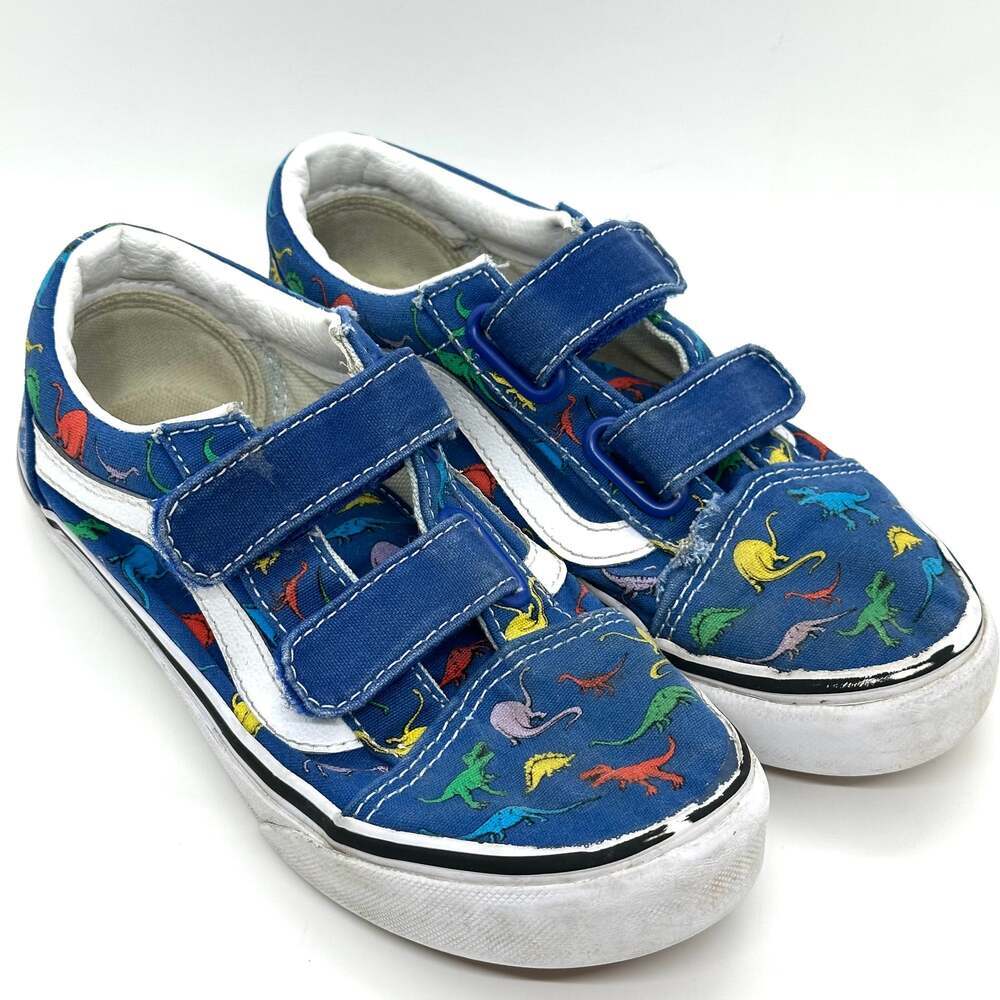 Vans Old Skool V Dino Kids’ Sneakers Blue Dinosaur Print Pattern Size 1